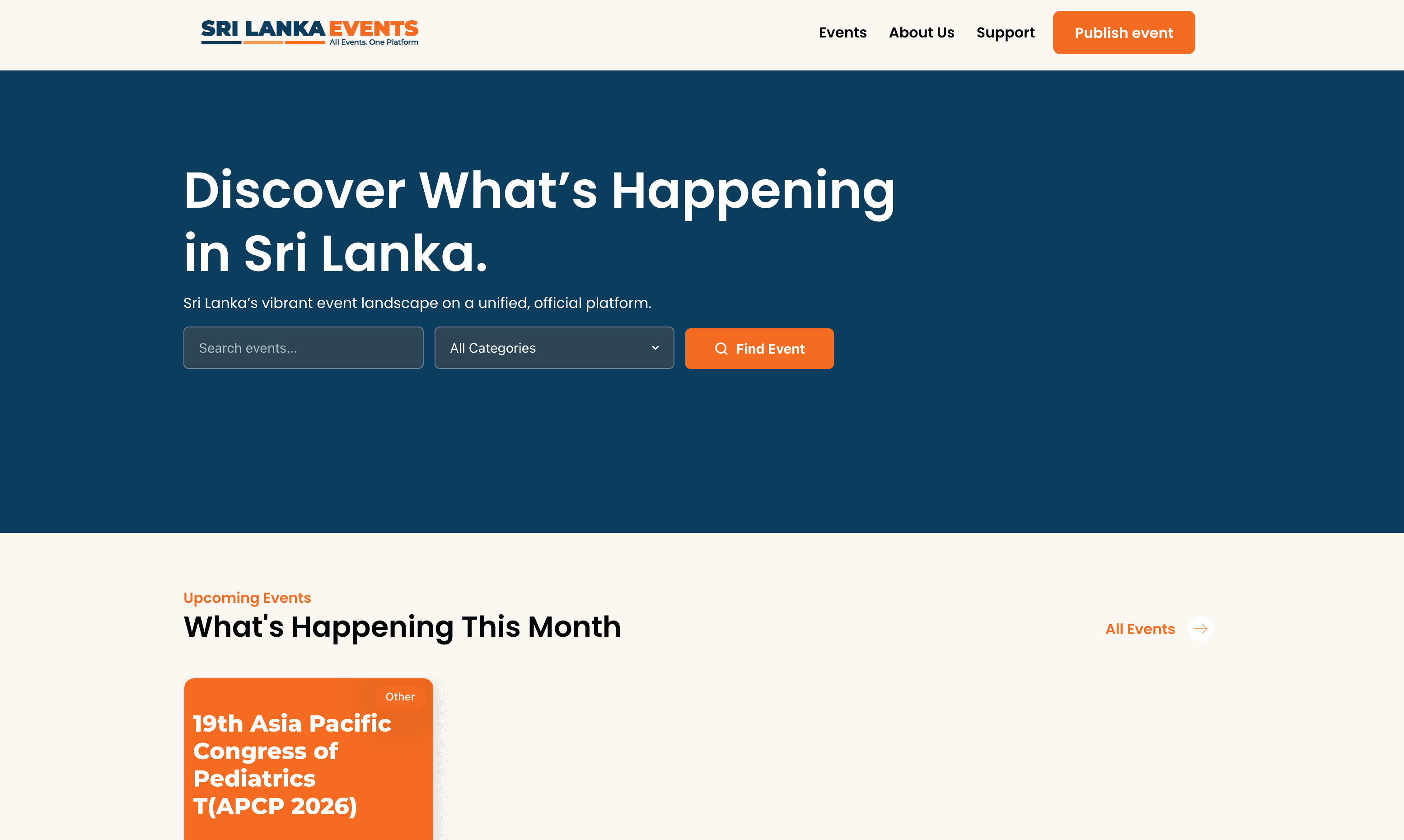 Sri Lanka Events homepage